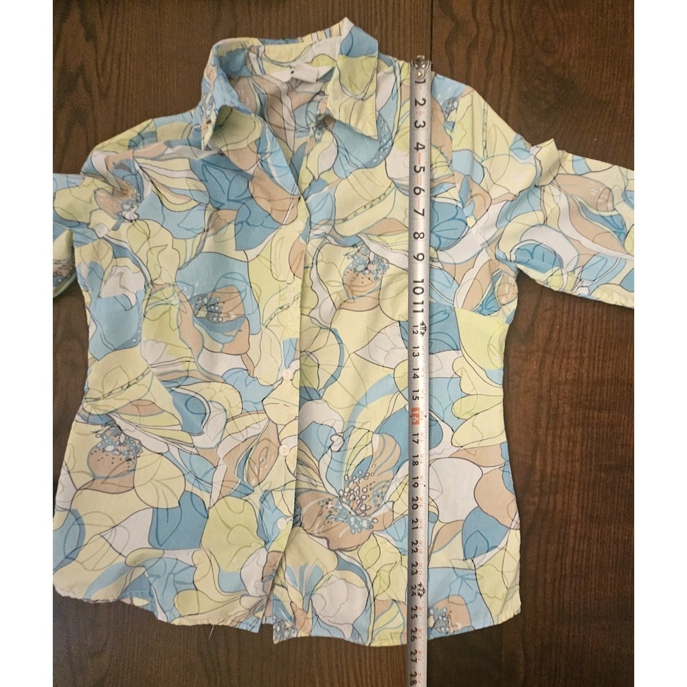 ALIA Tropical Colorful Button Up Women's Sz 10 - Picture 7 of 14